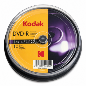 Kodak DVD-R Pack 10 – 4.7GB 16X – 120min Recordable Discs